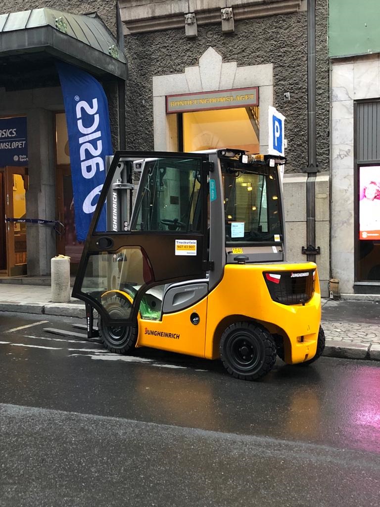 forklift on public road